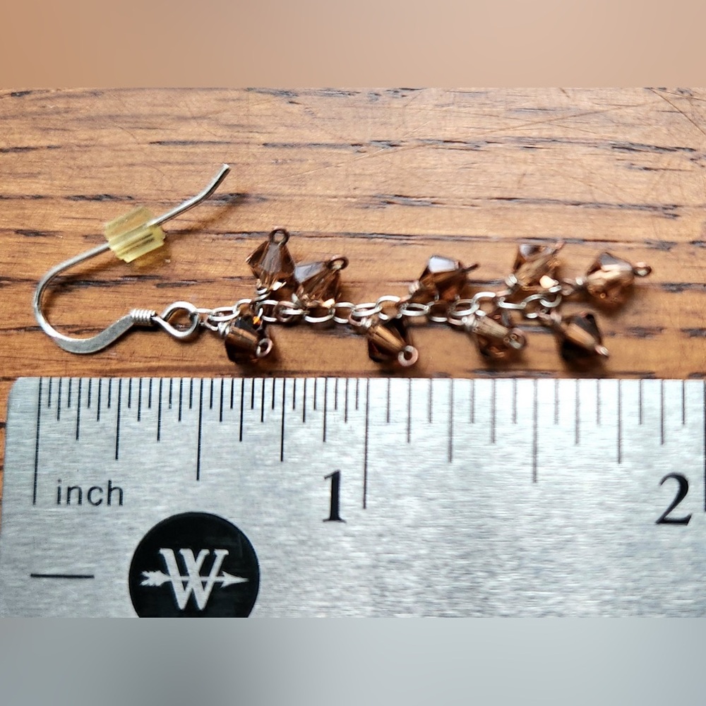 Brown glass beads and silver dangle earrings
